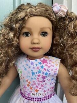 American Girl Doll Custom Evette Wig Long Curly Hair Gorgeous