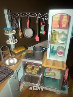 American Girl Doll Gourmet Kitchen & Maryellen Refrigerator Food SET COMPLETE