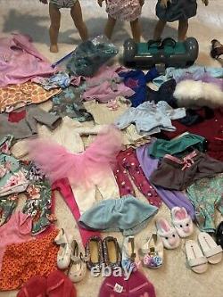 American Girl Doll Huge Lot Three 18 Dolls 2 Mini Dolls Many Outfits And Shoes