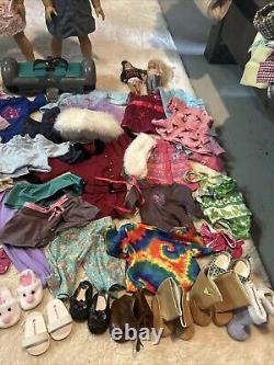 American Girl Doll Huge Lot Three 18 Dolls 2 Mini Dolls Many Outfits And Shoes