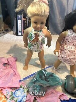 American Girl Doll Huge Lot Three 18 Dolls 2 Mini Dolls Many Outfits And Shoes