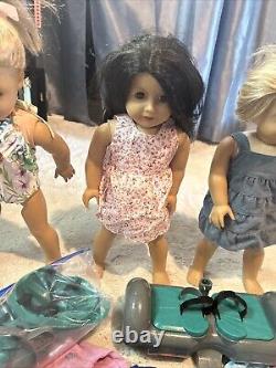 American Girl Doll Huge Lot Three 18 Dolls 2 Mini Dolls Many Outfits And Shoes