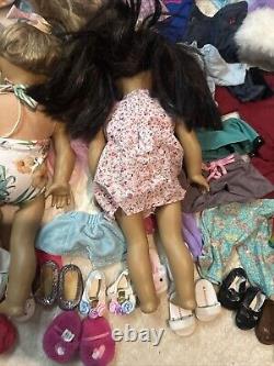 American Girl Doll Huge Lot Three 18 Dolls 2 Mini Dolls Many Outfits And Shoes