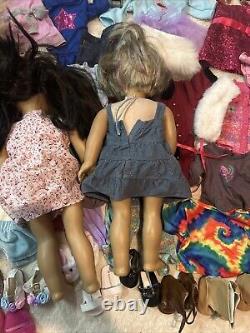American Girl Doll Huge Lot Three 18 Dolls 2 Mini Dolls Many Outfits And Shoes