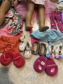 American Girl Doll Huge Lot Three 18 Dolls 2 Mini Dolls Many Outfits And Shoes