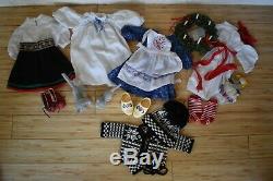American Girl Doll Kirsten LOT doll, outfits, trunk, bed, table, holiday treats