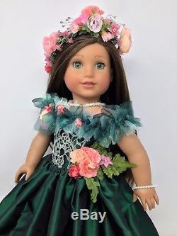 American Girl Doll Lauralye OOAK Brown Hair Green Eyes with OOAK Princess NEW