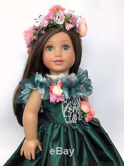 American Girl Doll Lauralye OOAK Brown Hair Green Eyes with OOAK Princess NEW