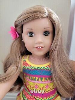 American Girl Doll Lea GOTY 2016 Brown Hair Green Eyes Pierced Ears In Box EX