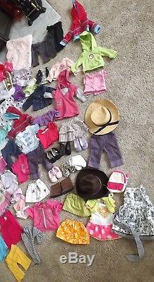 American Girl Doll Lot 100 + items 3 DOLLS CLOTHES SHOES + more Very Good cond