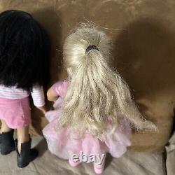 American Girl Doll Lot of 2 Blonde & Blue Eyes Dark Hair & Brown Eyes