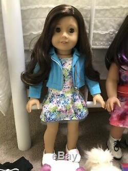 American Girl Doll Lot of Three with Clothing and Accessories