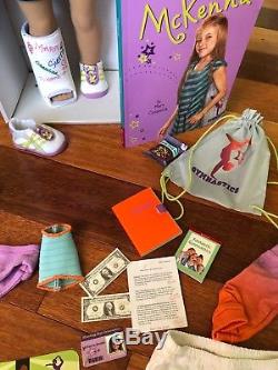 American Girl Doll McKenna, 3 outfits, book bag, cast, and other accessories