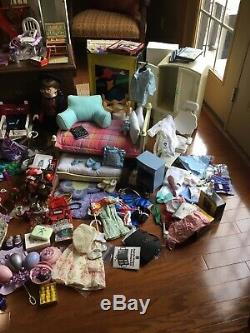 American Girl Doll Molly Lot Furniture, Accessories, Pets, clothes, IlLuma Room