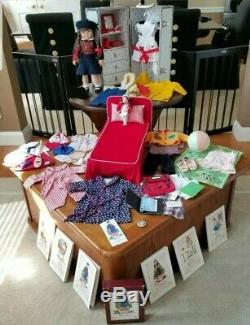 American Girl Doll Molly With Trunk Retired Collection HUGE LOT plus books HTF