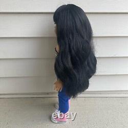 American Girl Doll OOAK Custom Felicity Merriman Black Hair Bangs Green Eyes
