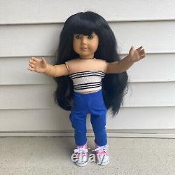 American Girl Doll OOAK Custom Felicity Merriman Black Hair Bangs Green Eyes