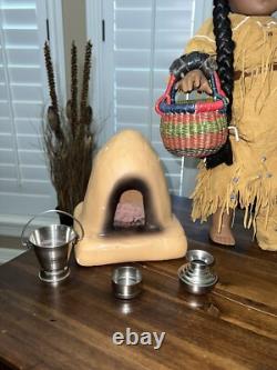 American Girl Doll Pleasant Company Kaya Doll 18 Wolf Pet Fire Place And Misc
