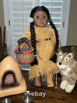 American Girl Doll Pleasant Company Kaya Doll 18 Wolf Pet Fire Place And Misc