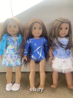American Girl Dolls (3) American Girl Dogs (3) NEW CONDITION AND ACCESSORIES