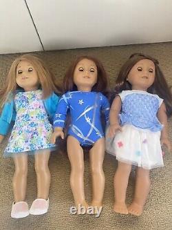 American Girl Dolls (3) American Girl Dogs (3) NEW CONDITION AND ACCESSORIES