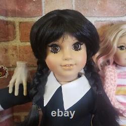 American Girl Dolls Wednesday Addams & Enid Sinclair Lot Set With THING Replicas