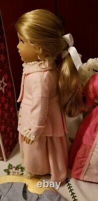 American Girl Elizabeth Doll Lot Riding Meet and Tea Dresses Book Original Box