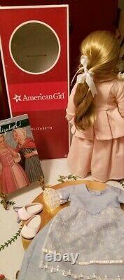 American Girl Elizabeth Doll Lot Riding Meet and Tea Dresses Book Original Box