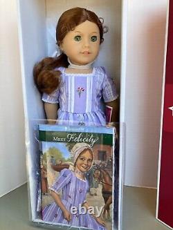 American Girl Felicity 18 Doll, Lavender Meet Dress, Book, New NRFB