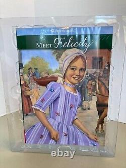 American Girl Felicity 18 Doll, Lavender Meet Dress, Book, New NRFB