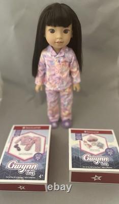 American Girl Gwynn Tan Doll Pierced Ears New Outfit Accessories Black Hair