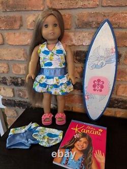 American Girl KANANI DOLL, Meet Book & Surf Board, Brown Hair Hazel Eyes
