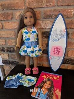 American Girl KANANI DOLL, Meet Book & Surf Board, Brown Hair Hazel Eyes