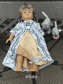 American Girl Kirsten Doll with Grey Cat and Kitten Silver/Gold Kimono Outfit