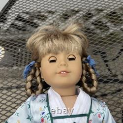 American Girl Kirsten Doll with Grey Cat and Kitten Silver/Gold Kimono Outfit