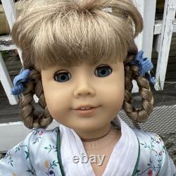 American Girl Kirsten Doll with Grey Cat and Kitten Silver/Gold Kimono Outfit