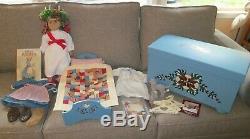 American Girl Kirsten Lot Doll, Trunk, Bed with quilt, 3 Outfits, 2 cats, book