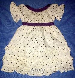 American Girl Kirsten Midsummer Outfit with Purple Dotted Dress, Basket, Cards