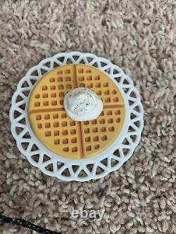 American Girl Kits Waffle Iron Set w Power Cord Waffles Plate & Whip Cream EUC