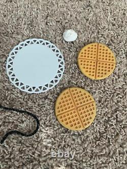 American Girl Kits Waffle Iron Set w Power Cord Waffles Plate & Whip Cream EUC