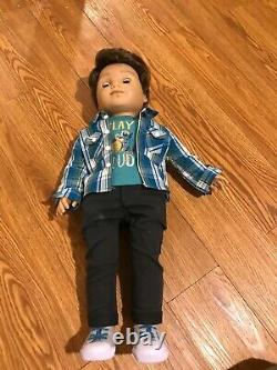 American Girl LOGAN EVERETT Doll 18 Boy with Meet Outfit EUC + 2 Outfits Lot