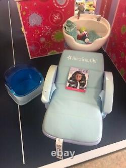 American Girl Lot-Bitty Baby, Snack Tables, Snack Cart, Kit's Bed, Groovy Bed