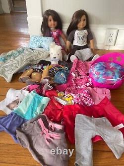 American Girl Lot of 2 American Girl 18 Dolls WithClothing Pet Accessories