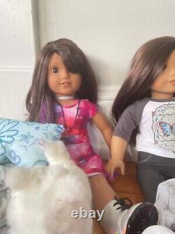 American Girl Lot of 2 American Girl 18 Dolls WithClothing Pet Accessories