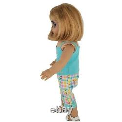 American Girl Nellie 18 Doll Blonde Hair Blue Eyes Freckles Beach Retired