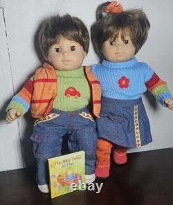 American Girl PC Bitty Baby Twins Brown Boy Girl Dolls Playdate Outfit EUC Mint