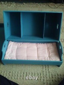 American Girl Pleasant Company Kirsten's Blue Trunk Chest WITH matching Bed