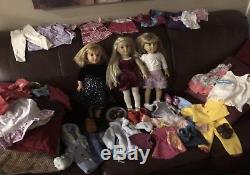 American Girl Pleasant company Lot 3 Dolls, Outfits, Nellie, Julie, JLY Blonde