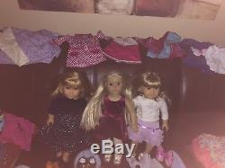 American Girl Pleasant company Lot 3 Dolls, Outfits, Nellie, Julie, JLY Blonde