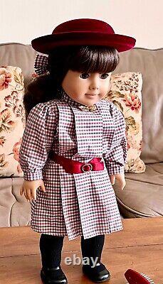 American Girl Samantha Doll in Meet Outfit with Golden Brooch, Hat and Book